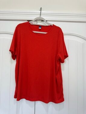 Old Navy Orange Ribbed Luxe Crew Neck T- Shirt